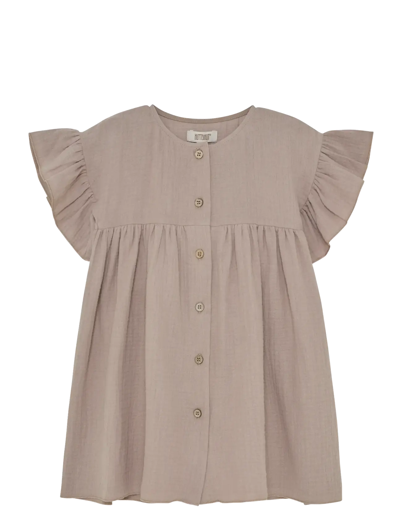 Huttelihut Dress Ss Muslin, 104, Casual Dresses, Beige - Short-sleeved Kinder