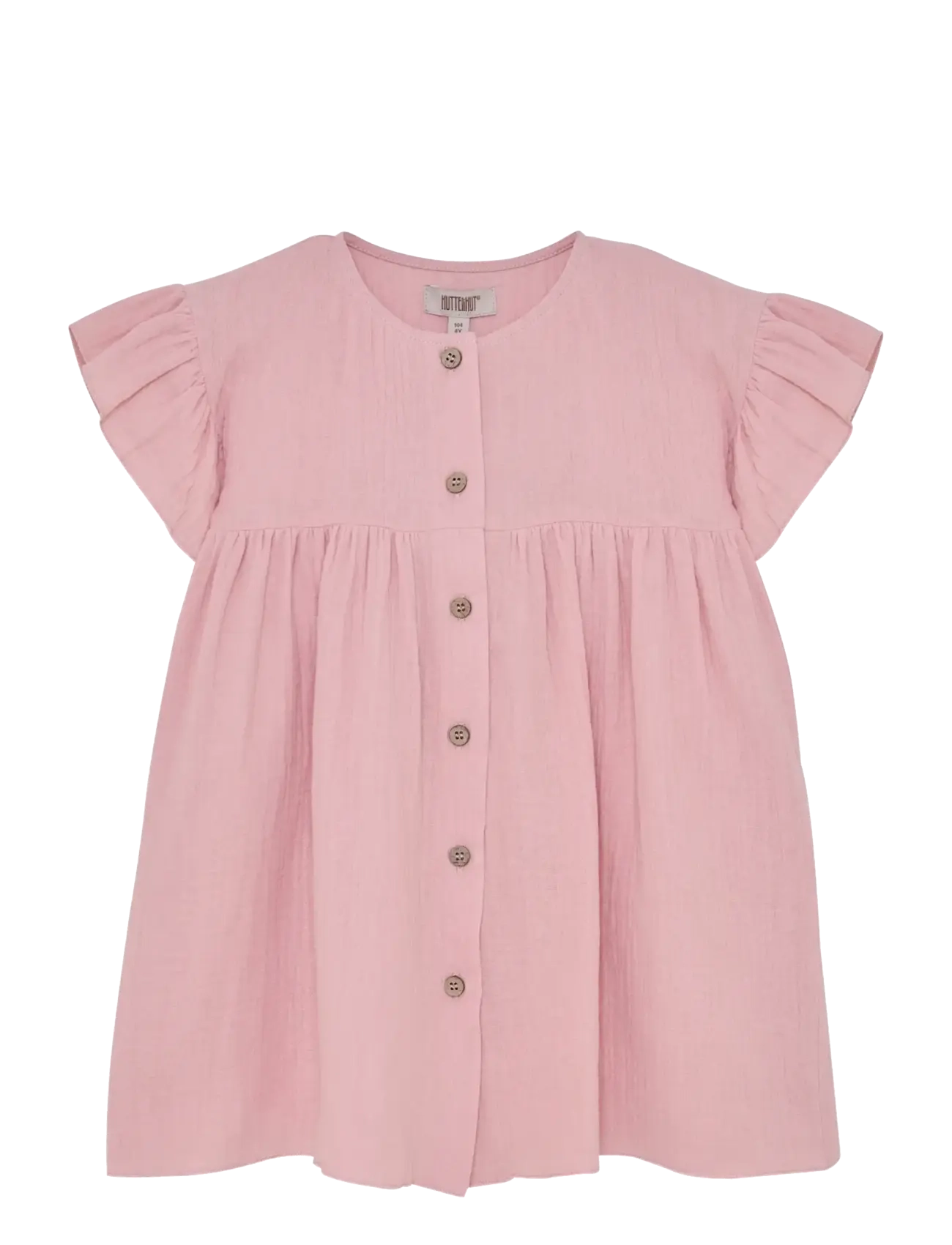 Huttelihut Dress Ss Muslin, 98, Casual Dresses, Rosa - Short-sleeved Kinder