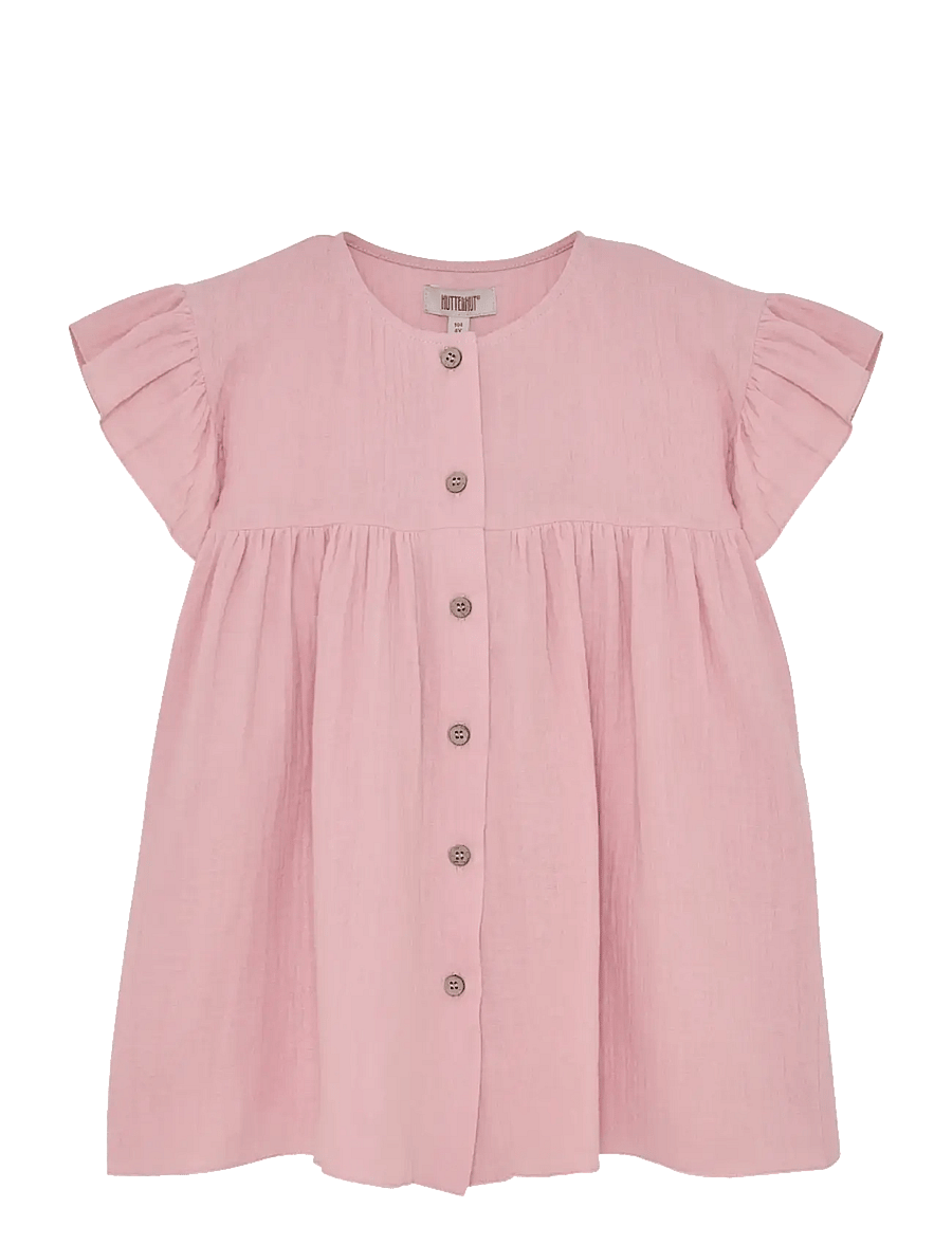 Huttelihut - Dress SS Muslin - kortärmade vardagsklänningar - pale mauve - 0