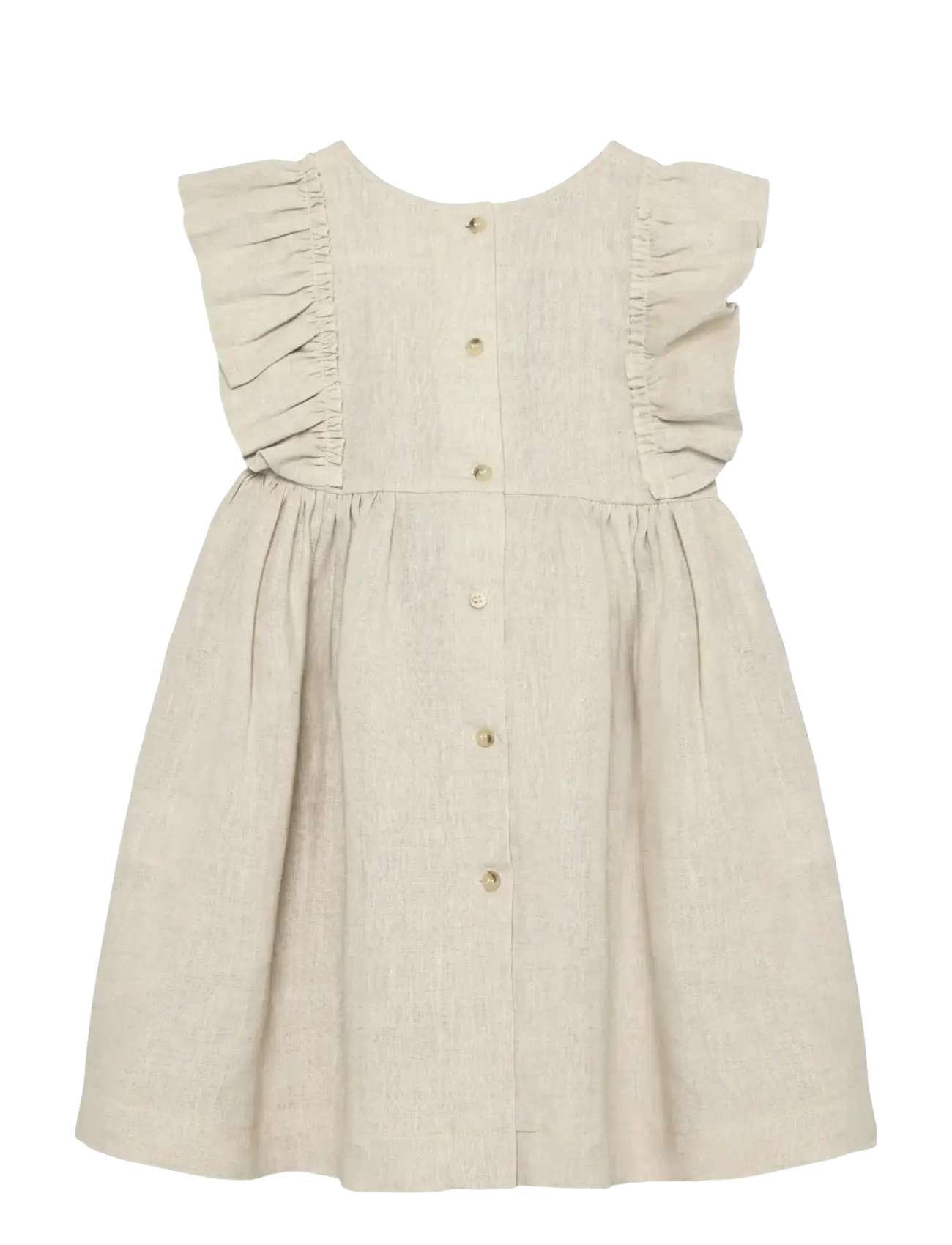 Huttelihut Dress Ss Linen, 116, Casual Dresses, Beige - Short-sleeved Kinder