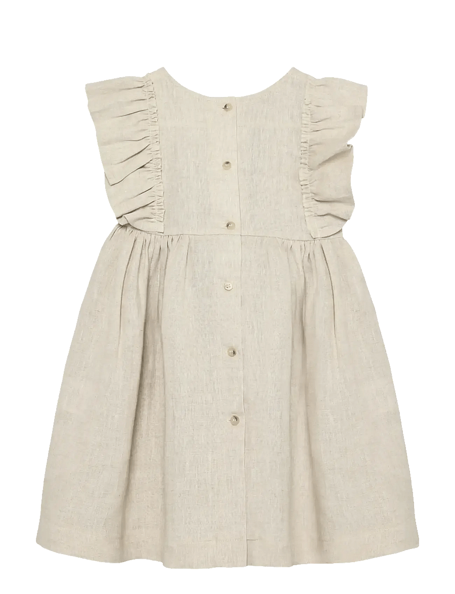 Huttelihut - Dress SS Linen - short-sleeved baby dresses - antique white - 0