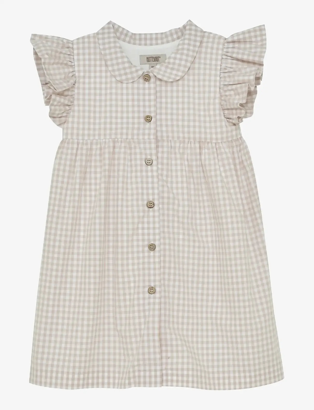 Huttelihut - Dress SS Woven Check - kurzärmelige babykleider - white pepper - 0