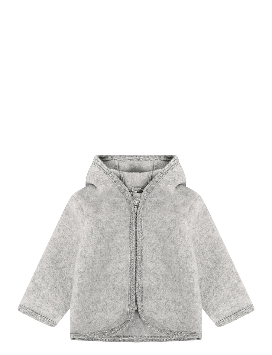 Huttelihut - Jacket Ears Wool Fleece - fleecejackor - medium grey melange - 0