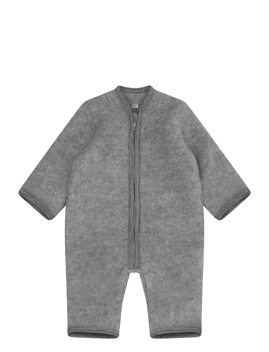 Huttelihut - Pram Suit Wool Fleece - termokombinesoonid - medium grey melange - 0