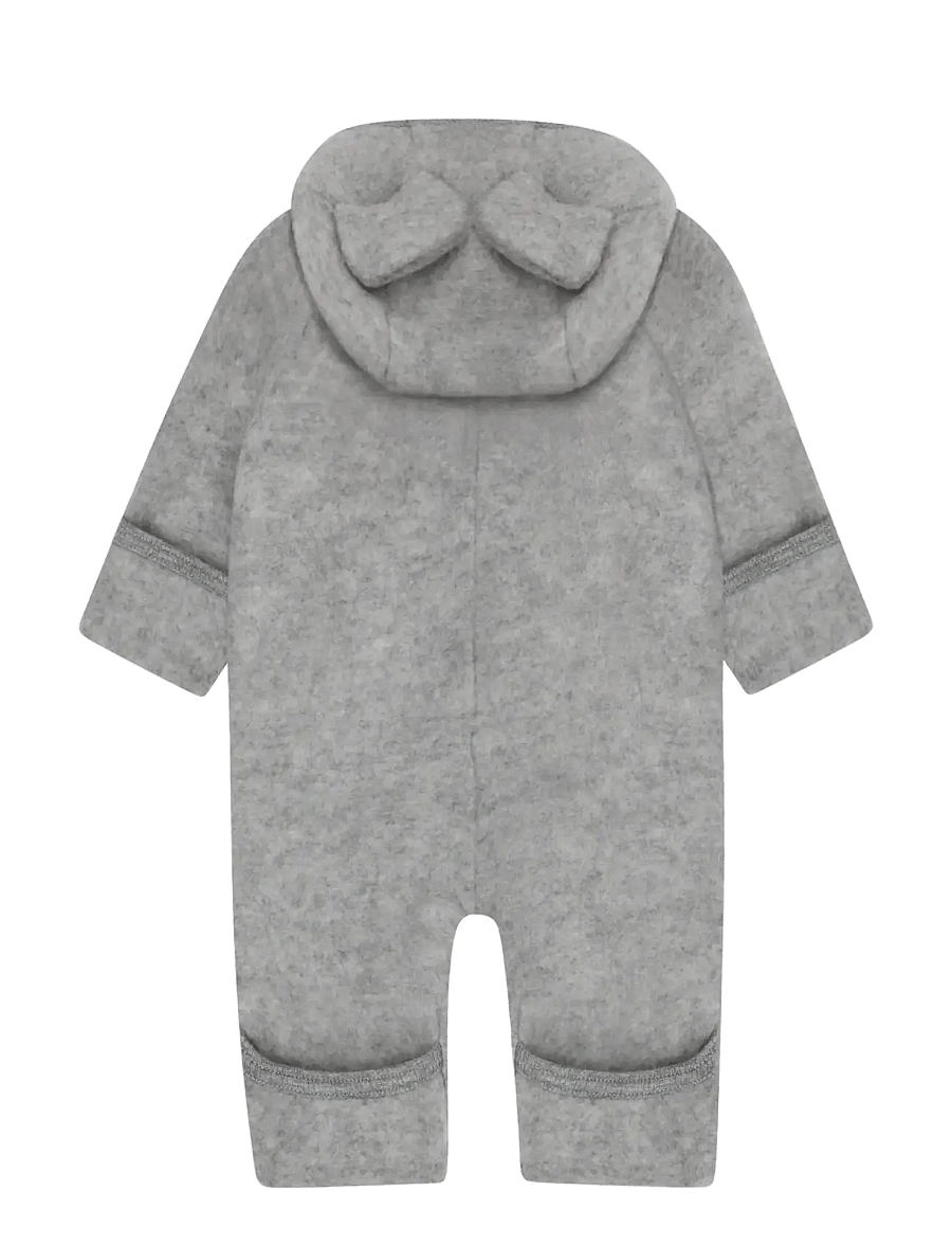 Huttelihut - Pram Suit Ears Wool Fleece - termokombinesoonid - medium grey melange - 2