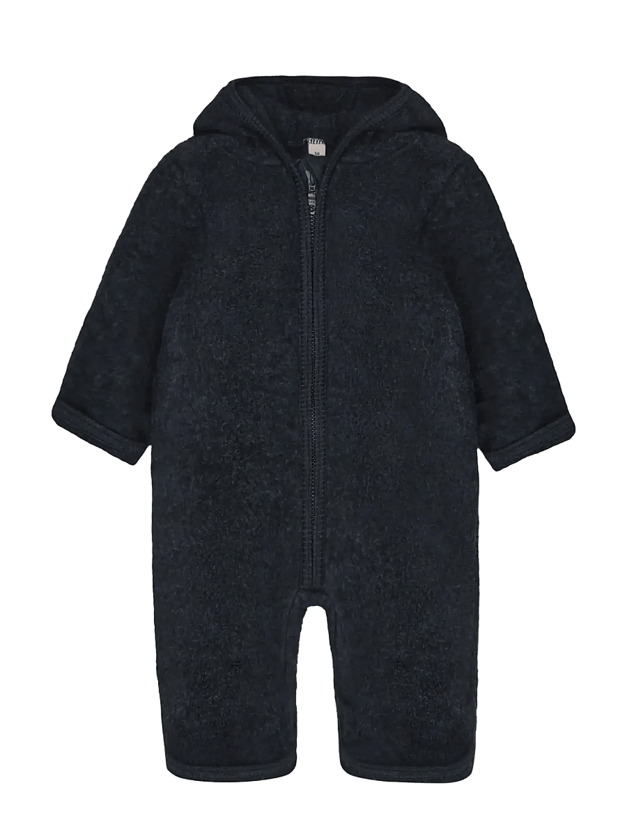 Huttelihut - Pram Suit Ears Wool Fleece - termokombinesoonid - navy melange - 0