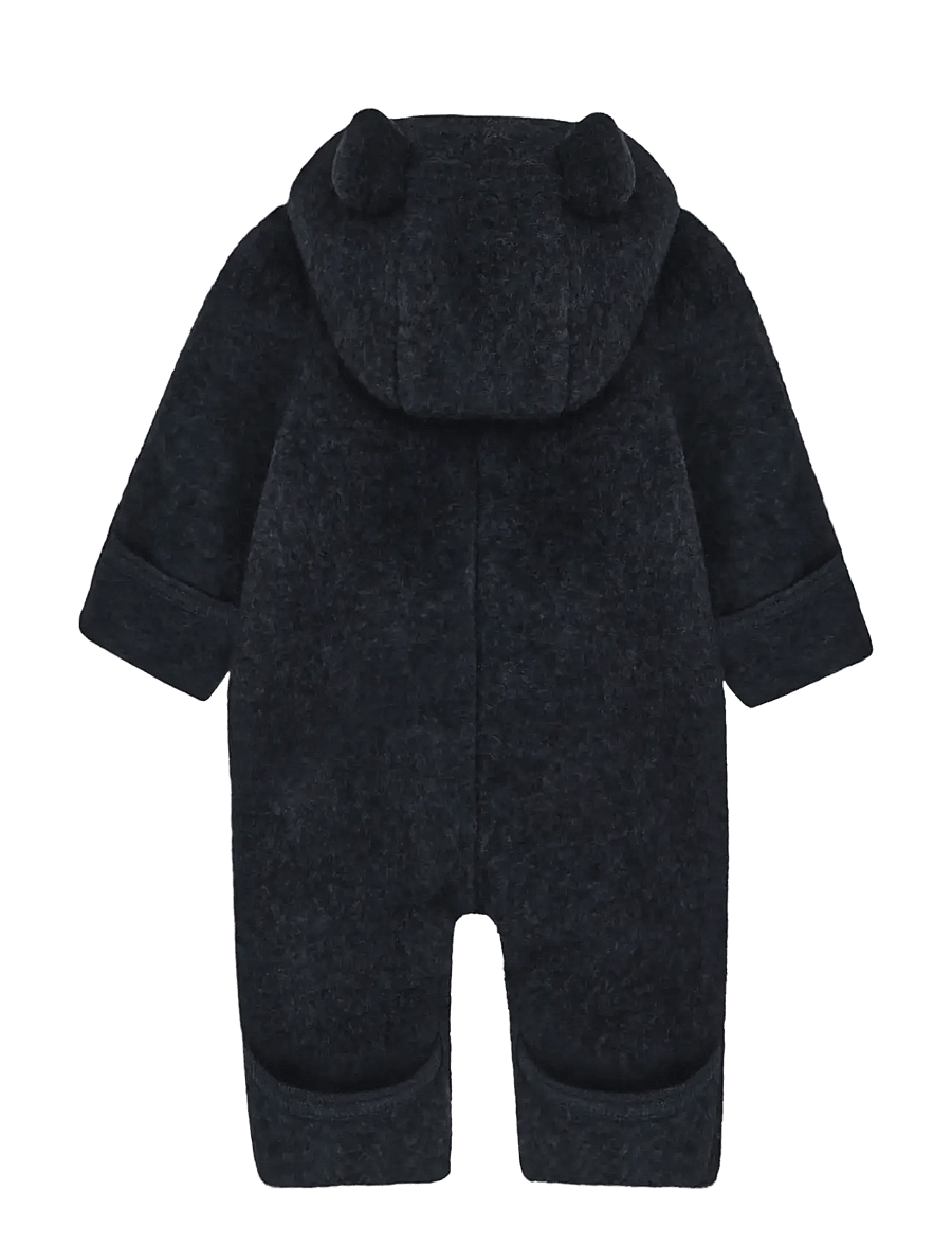 Huttelihut - Pram Suit Ears Wool Fleece - termokombinesoonid - navy melange - 1