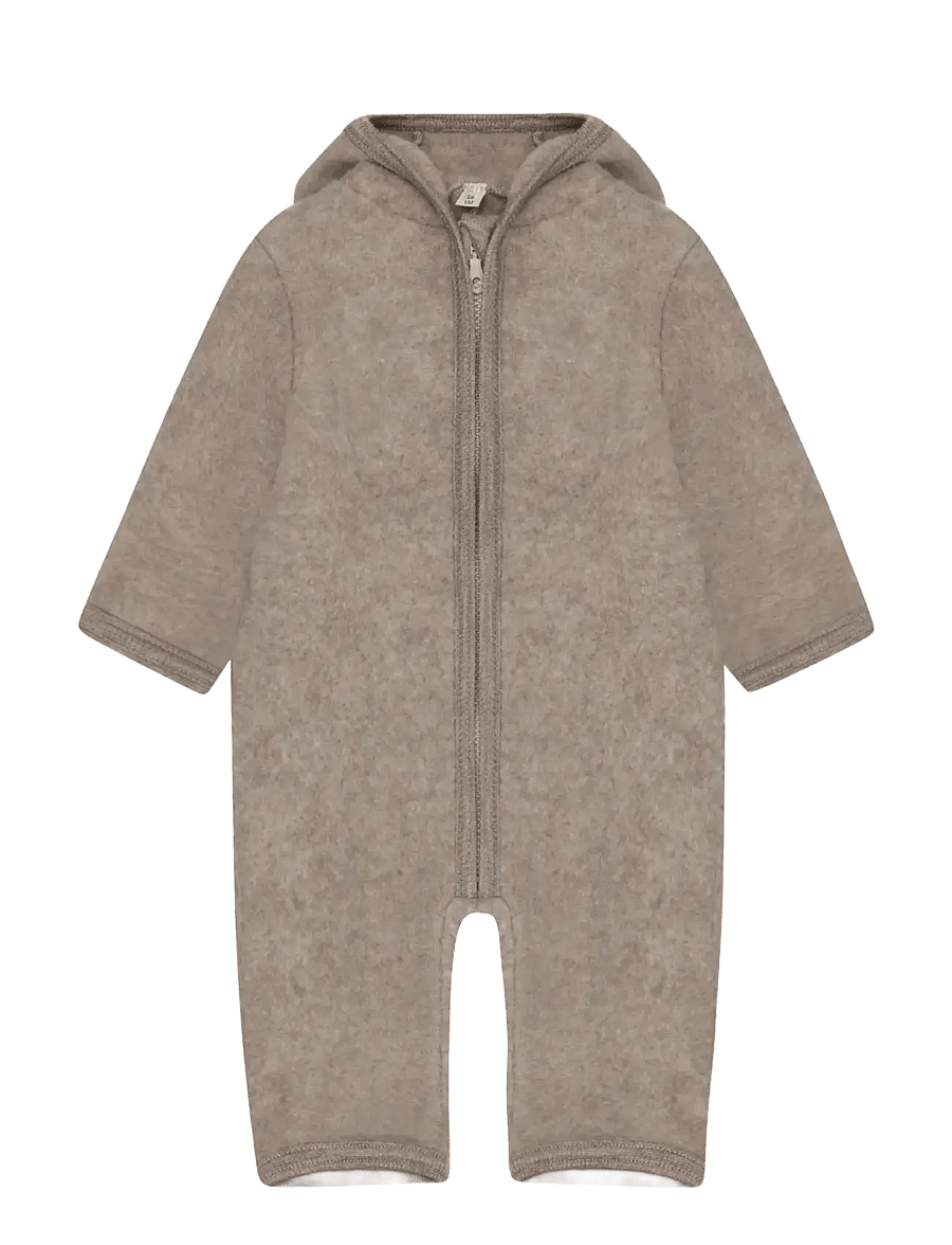Huttelihut - Pram Suit Ears Wool Fleece - termokombinesoonid - savannah melange - 0