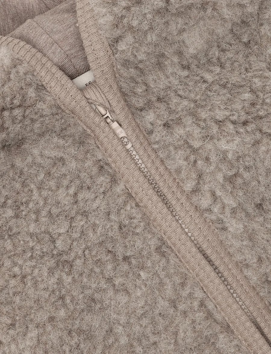 Huttelihut - Pram Suit Wool Teddy w. Lining - fleece overalls - camel melange - 2