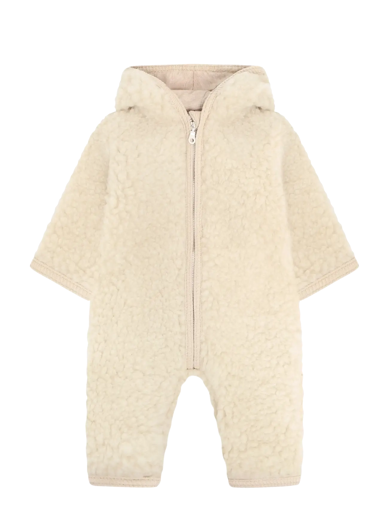 Huttelihut Pram Suit Wool Teddy w. Lining - Outdoor - CEMENT / cream