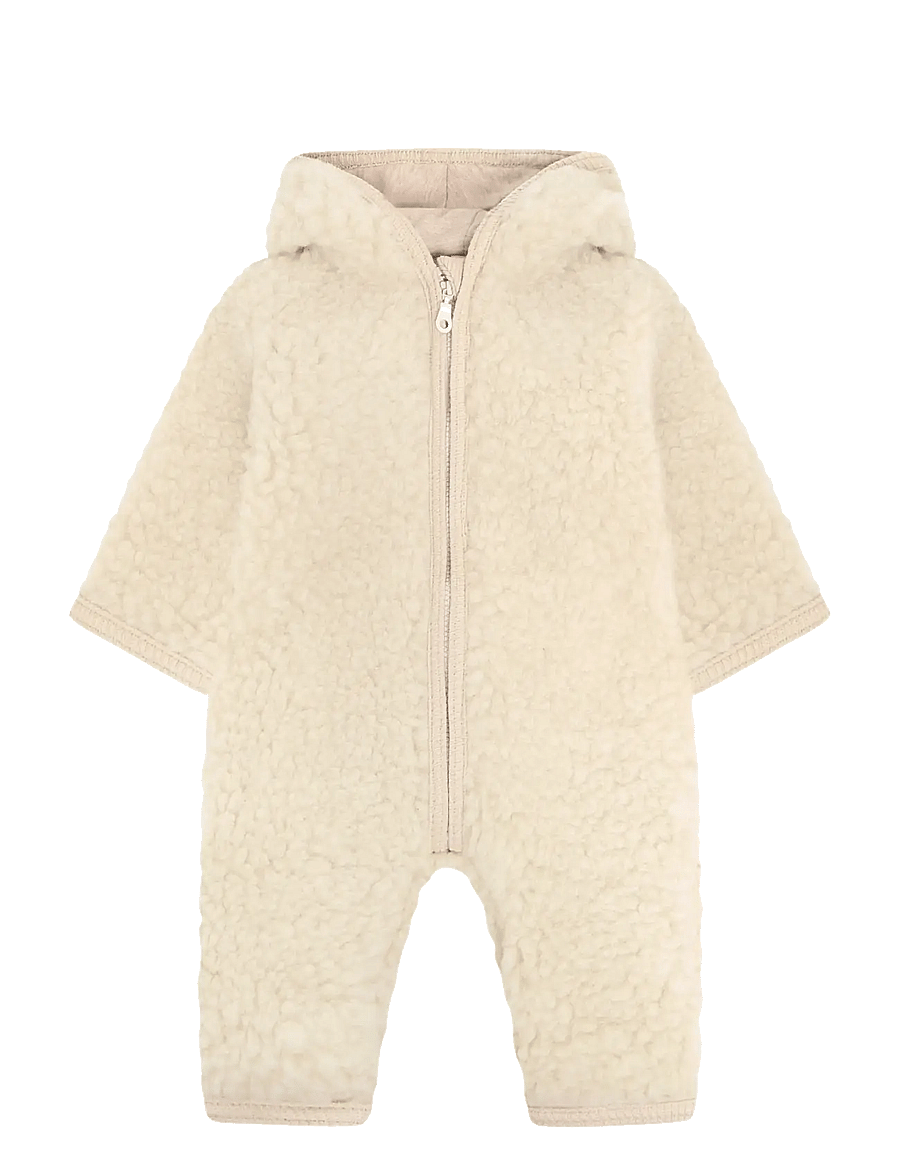 Huttelihut - Pram Suit Wool Teddy w. Lining - shop efter alder - cement - 0