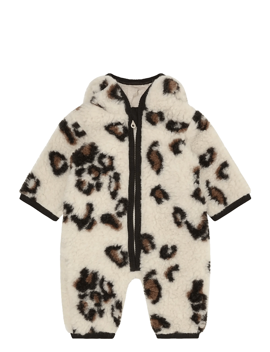 Huttelihut - Pram Suit Wool Teddy Jacq Lin - fleece sæt - cement - 0