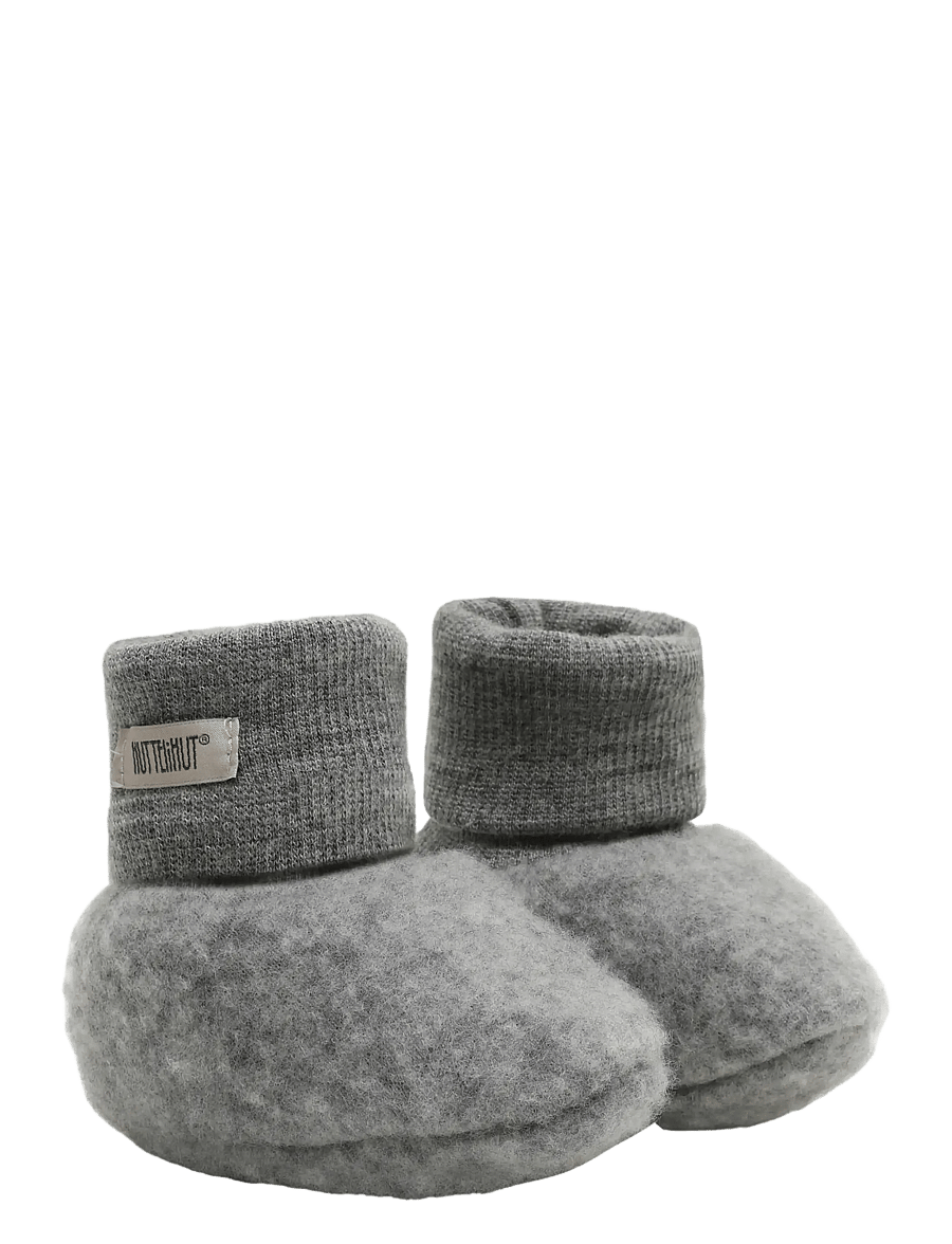 Huttelihut - Footies Wool Fleece - babystrikstøvler - medium grey melange - 1