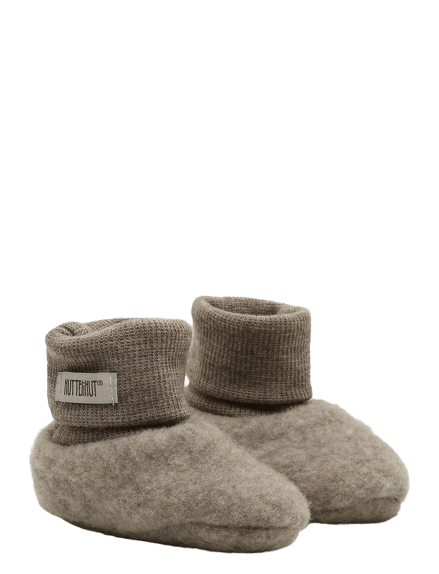 Huttelihut - Footies Wool Fleece - babystrikstøvler - savannah melange - 0