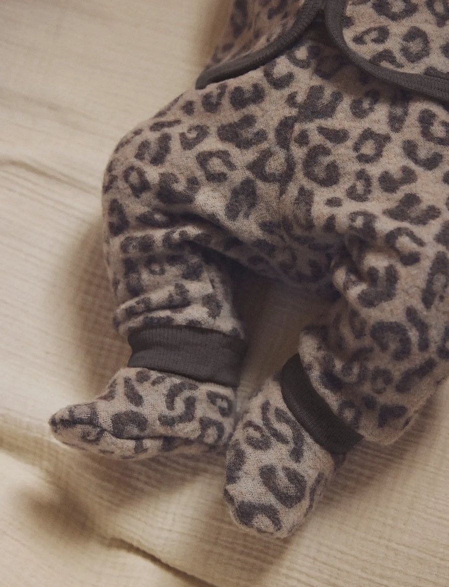 Huttelihut - Footies Wool Fleece 2-layer - babystrikstøvler - camel melange - 0