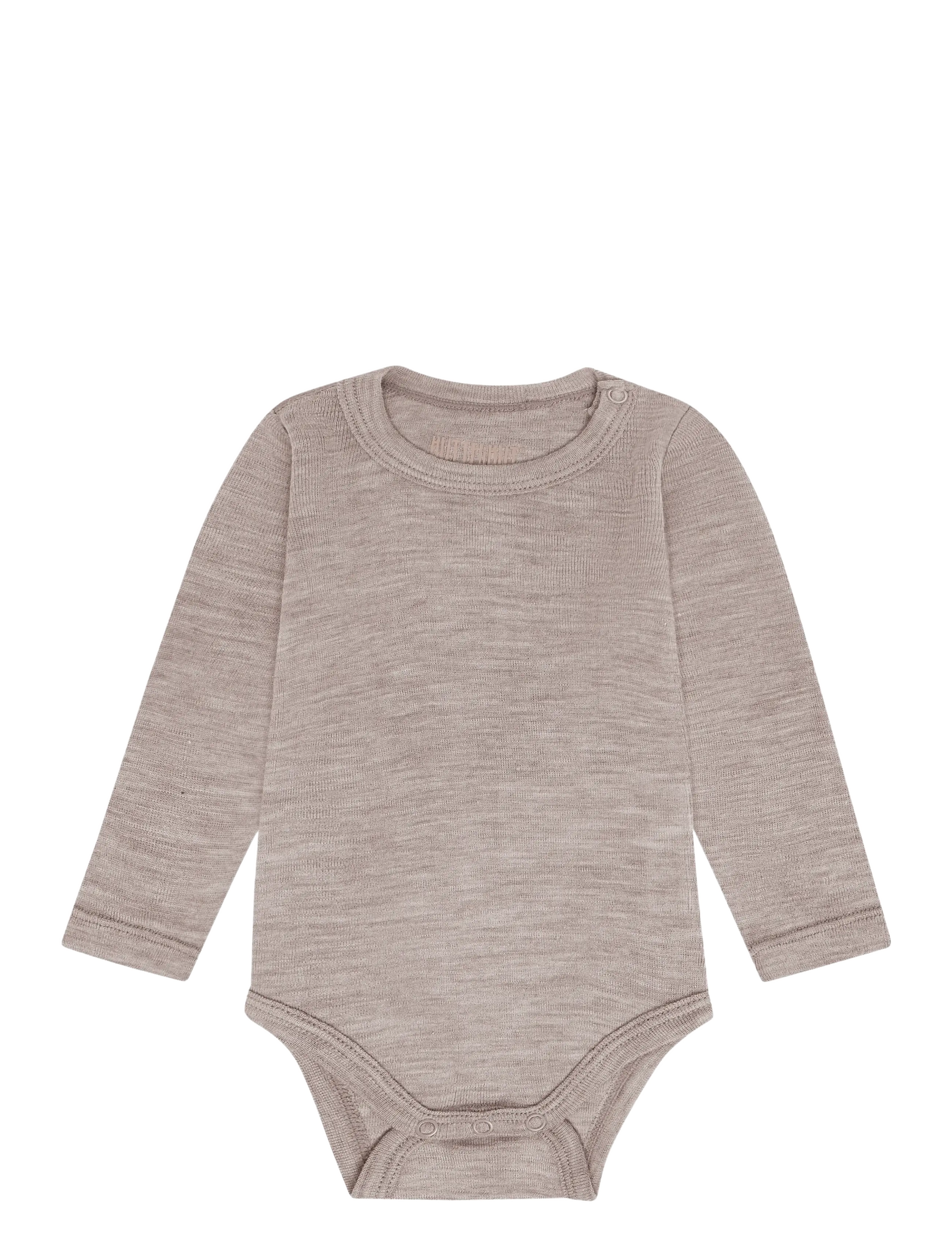 Huttelihut Body LS Wool w. Silk - Långärmade bodies - CINDER MELANGE / grey
