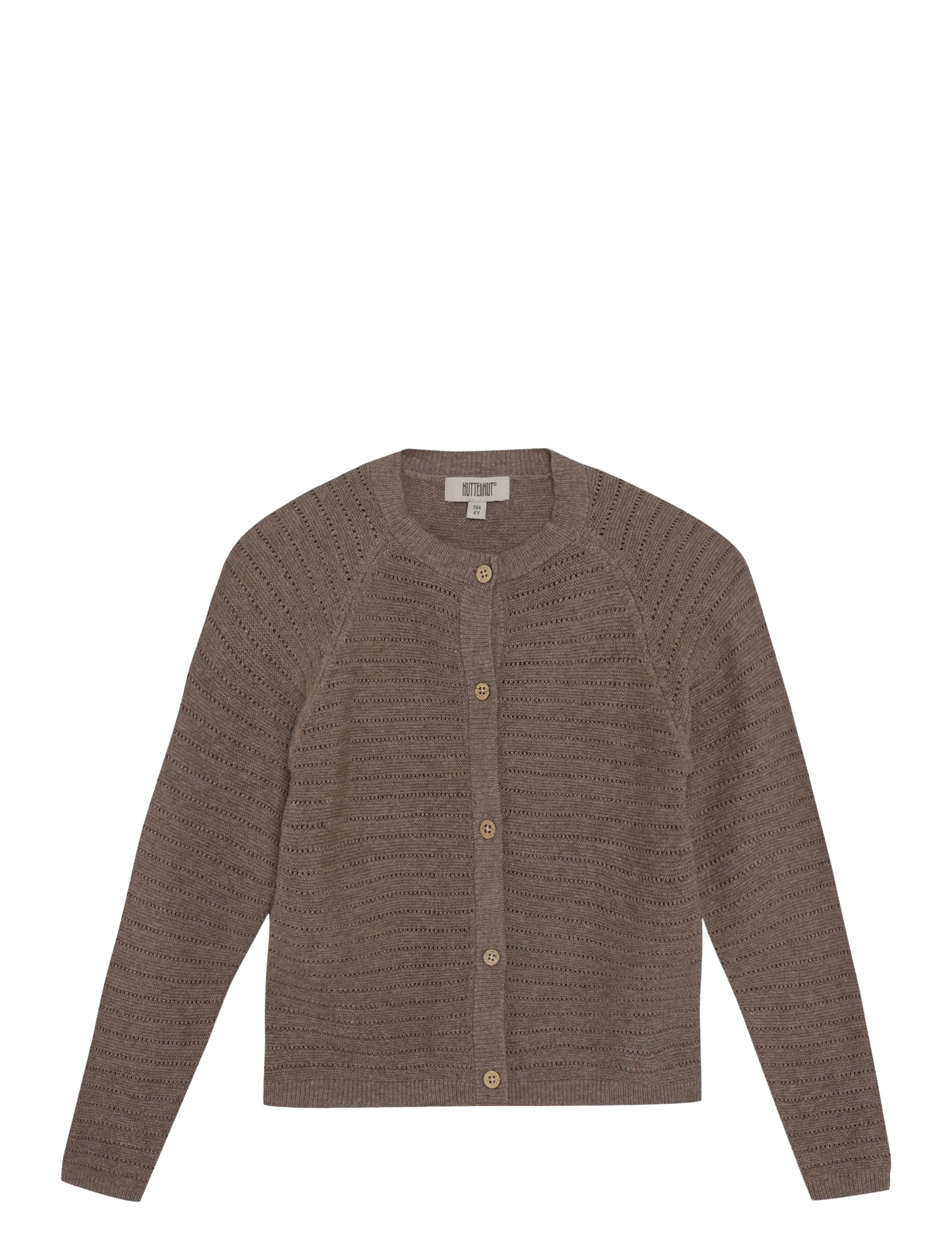 Huttelihut Cardigan Knit w. Wool - Tops - CINDER MELANGE / brown