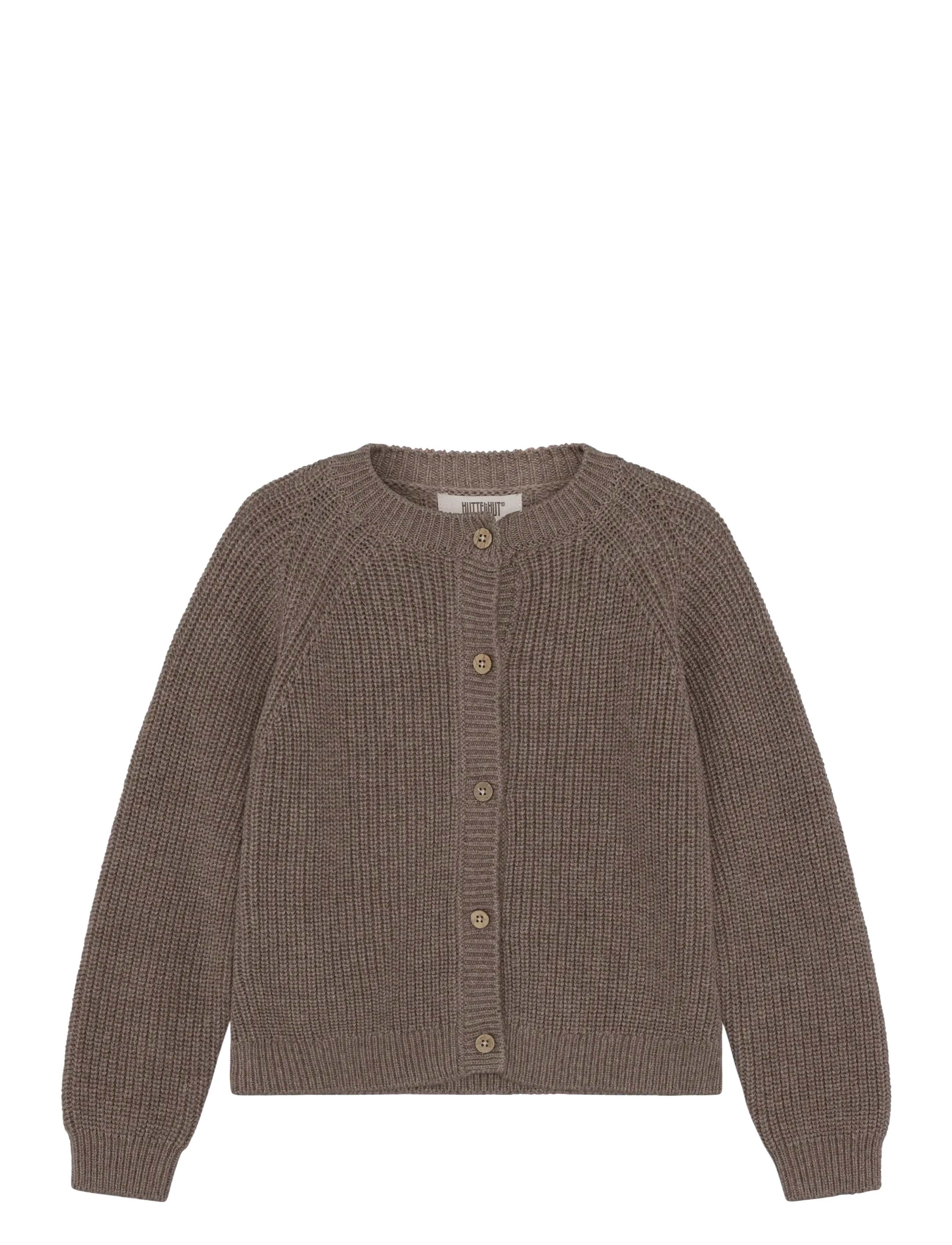Huttelihut Cardigan Knit w. Wool - Oberteile - CINDER MELANGE / brown