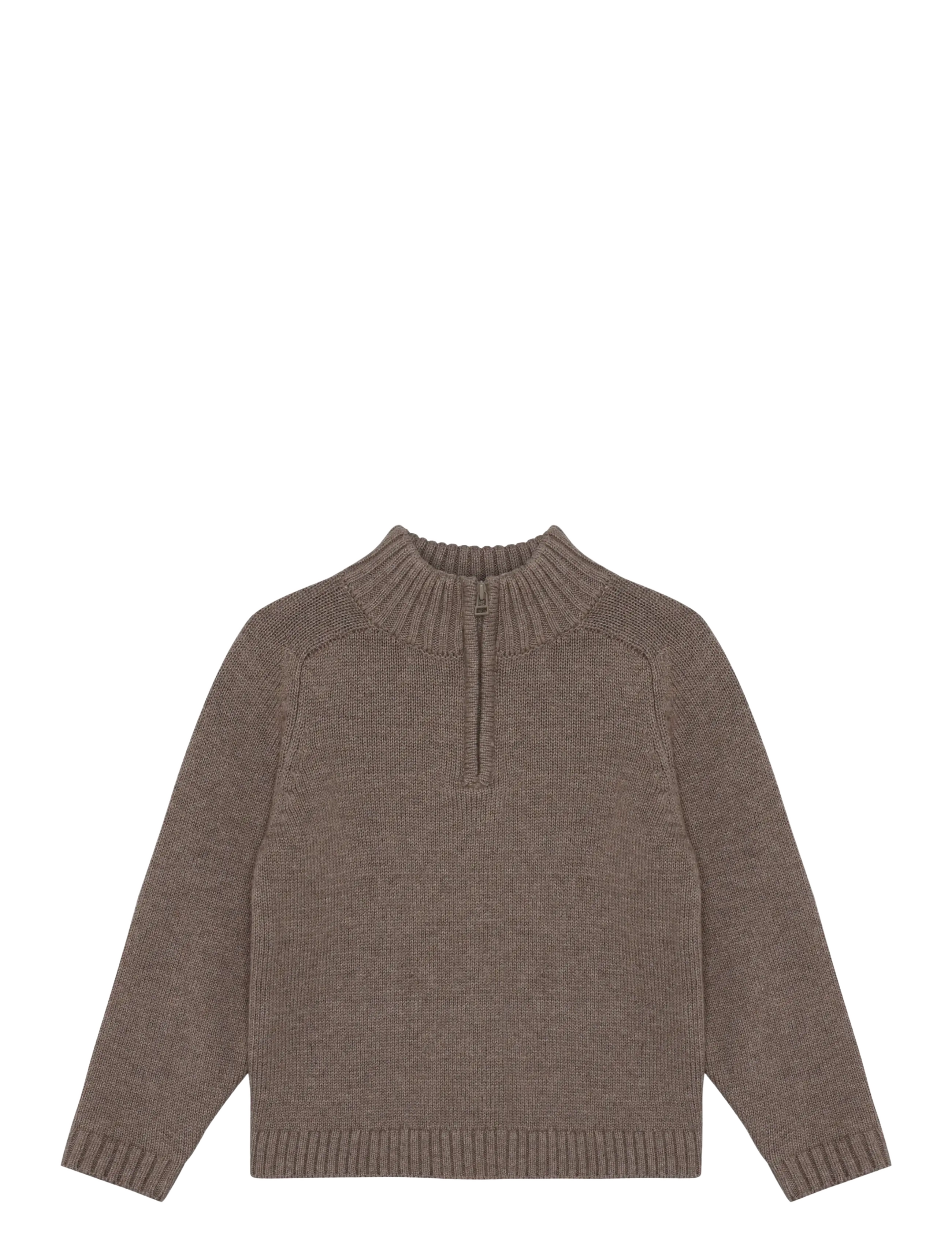 Huttelihut Pullover Knit w. Wool - Kleidung - CINDER MELANGE / brown