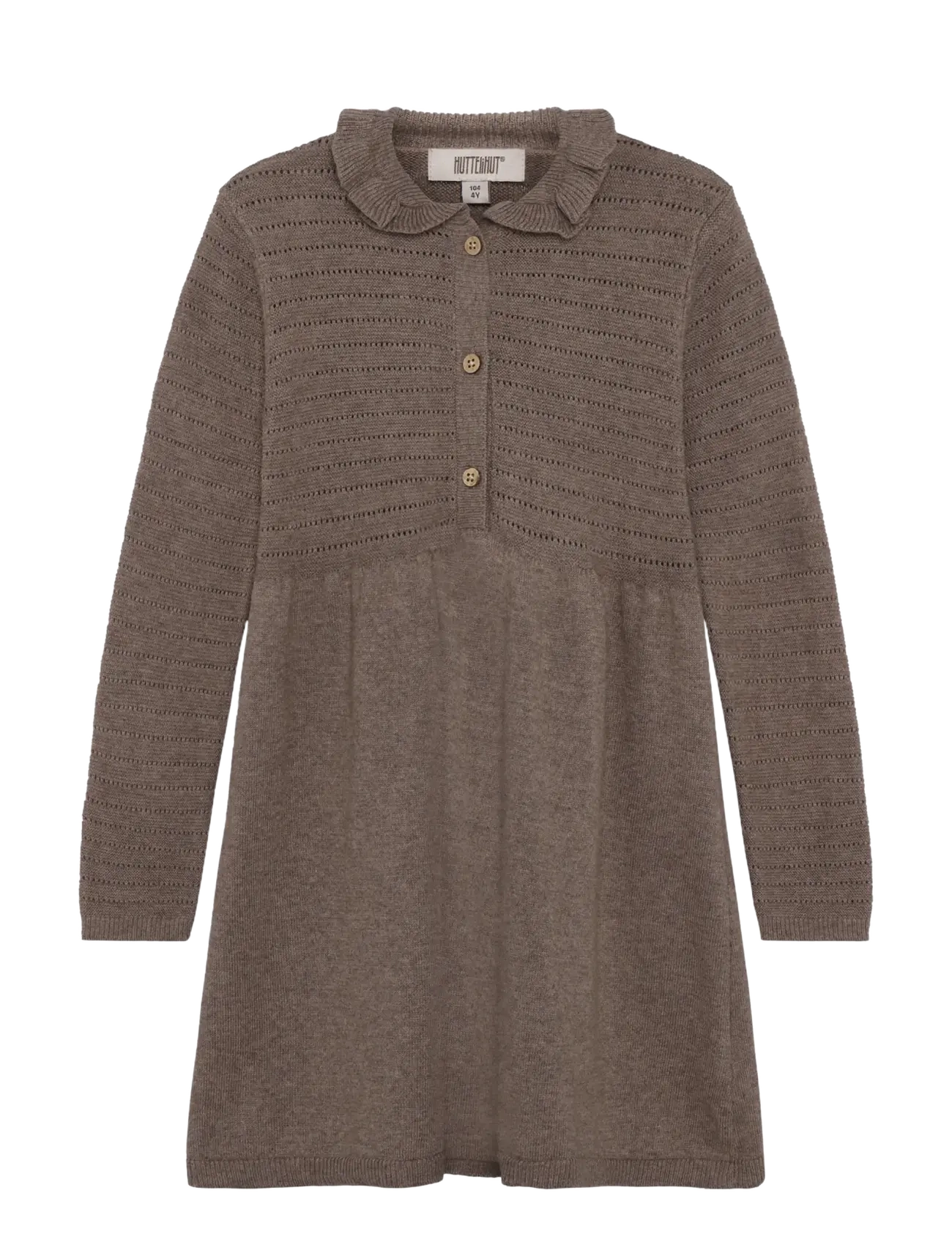 Huttelihut Dress LS Knit w. Wool - Kleidung - CINDER MELANGE / brown