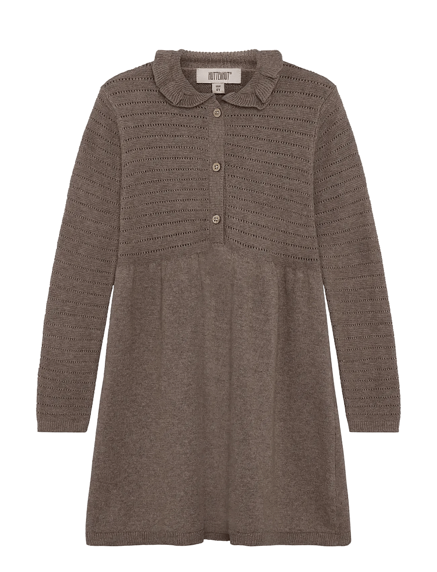 Huttelihut - Dress LS Knit w. Wool - langärmelige freizeitkleider - cinder melange - 1