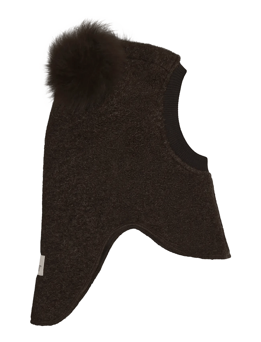 Huttelihut - Balaclava Wool Alpaca Pompoms - winteraccessoires - dark brown melange - 0