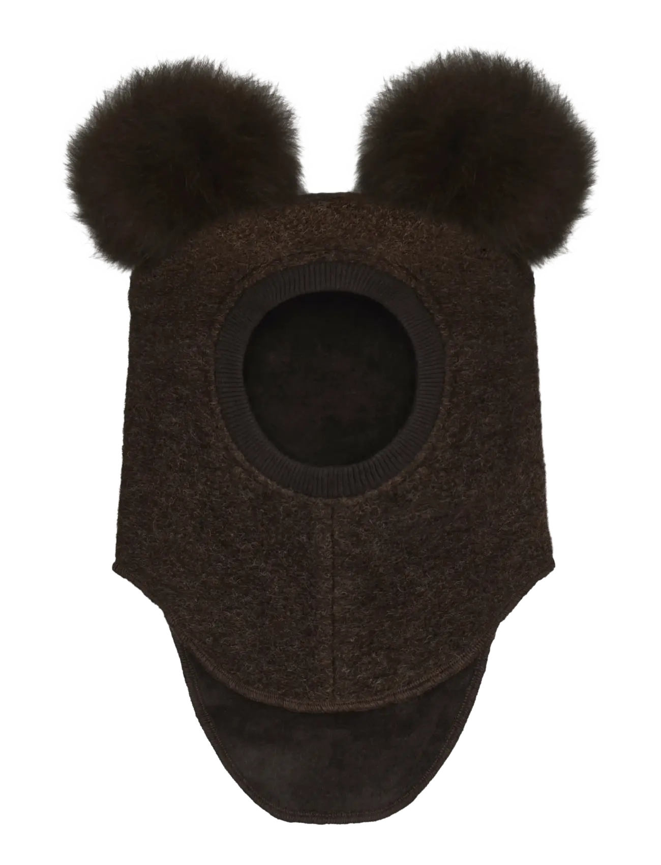 Huttelihut - Balaclava Wool Alpaca Pompoms - winteraccessoires - dark brown melange - 1