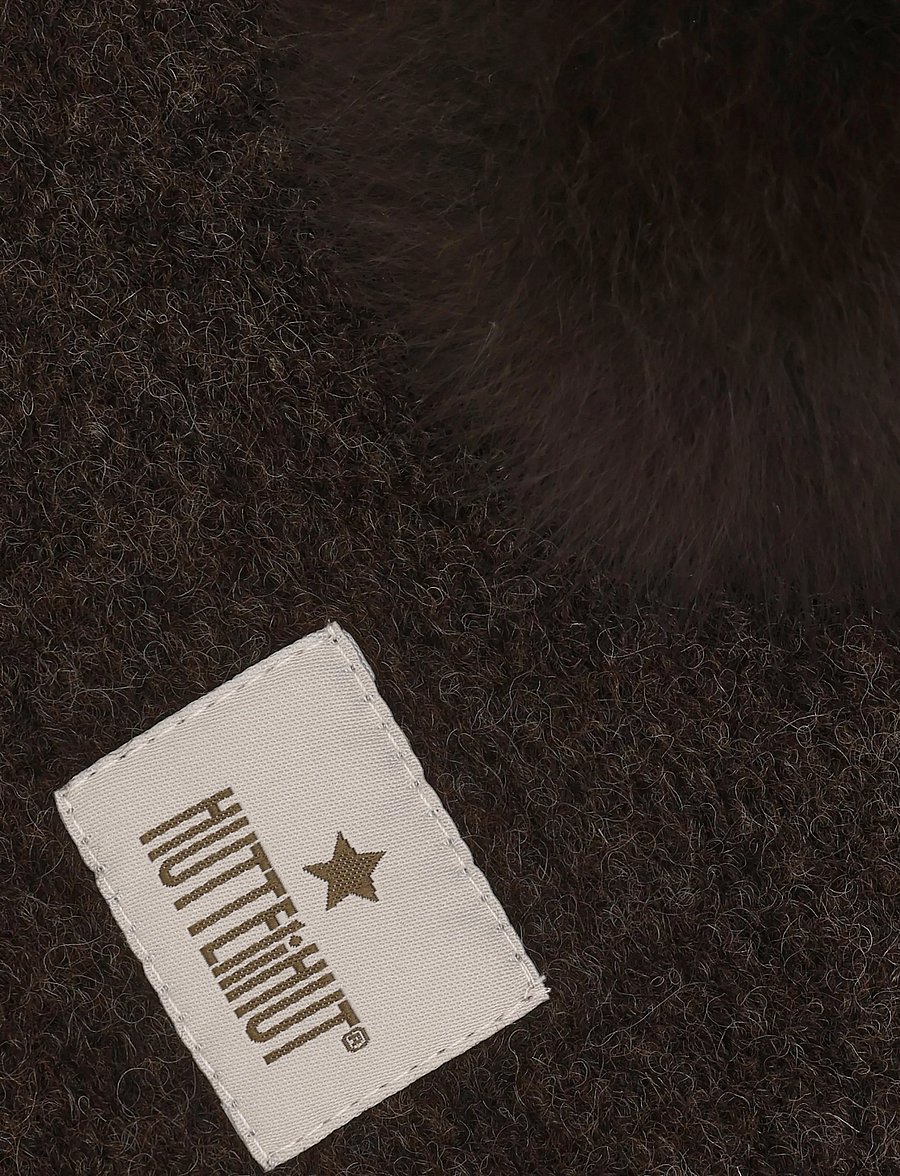 Huttelihut - Balaclava Wool Alpaca Pompoms - winteraccessoires - dark brown melange - 2