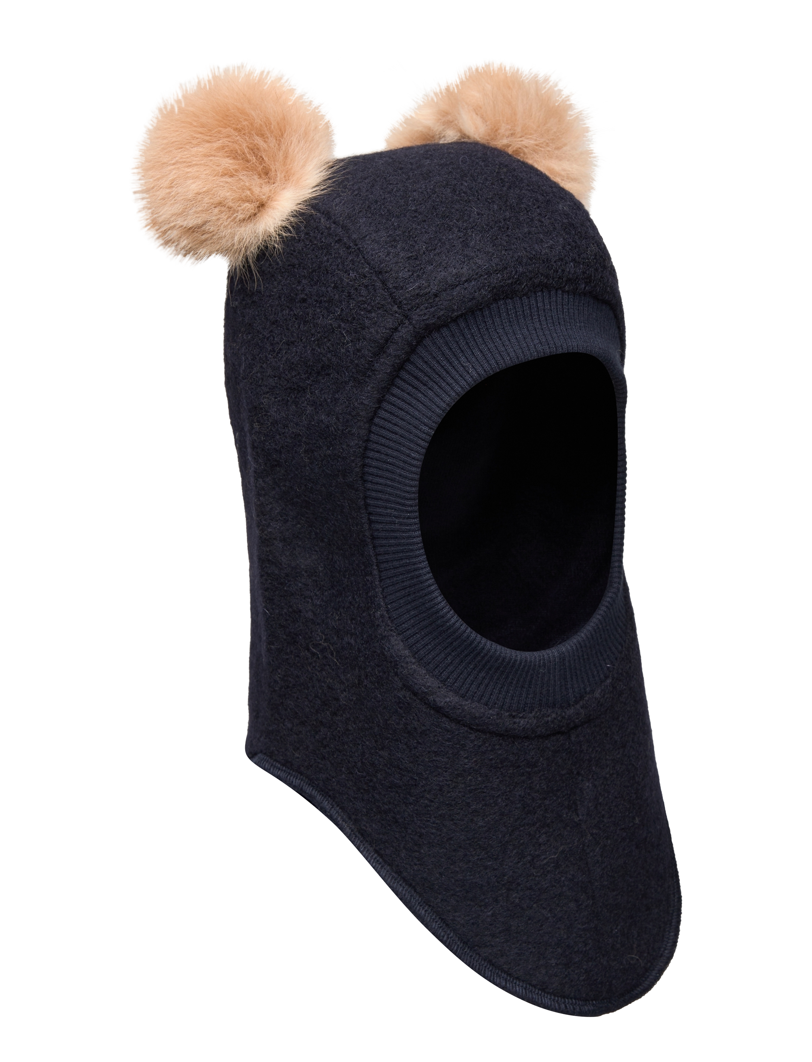 Huttelihut Balaclava Wool Alpaca Pompoms, 53 -6Y, Headwear, Marineblau - Balaclava, Kinder