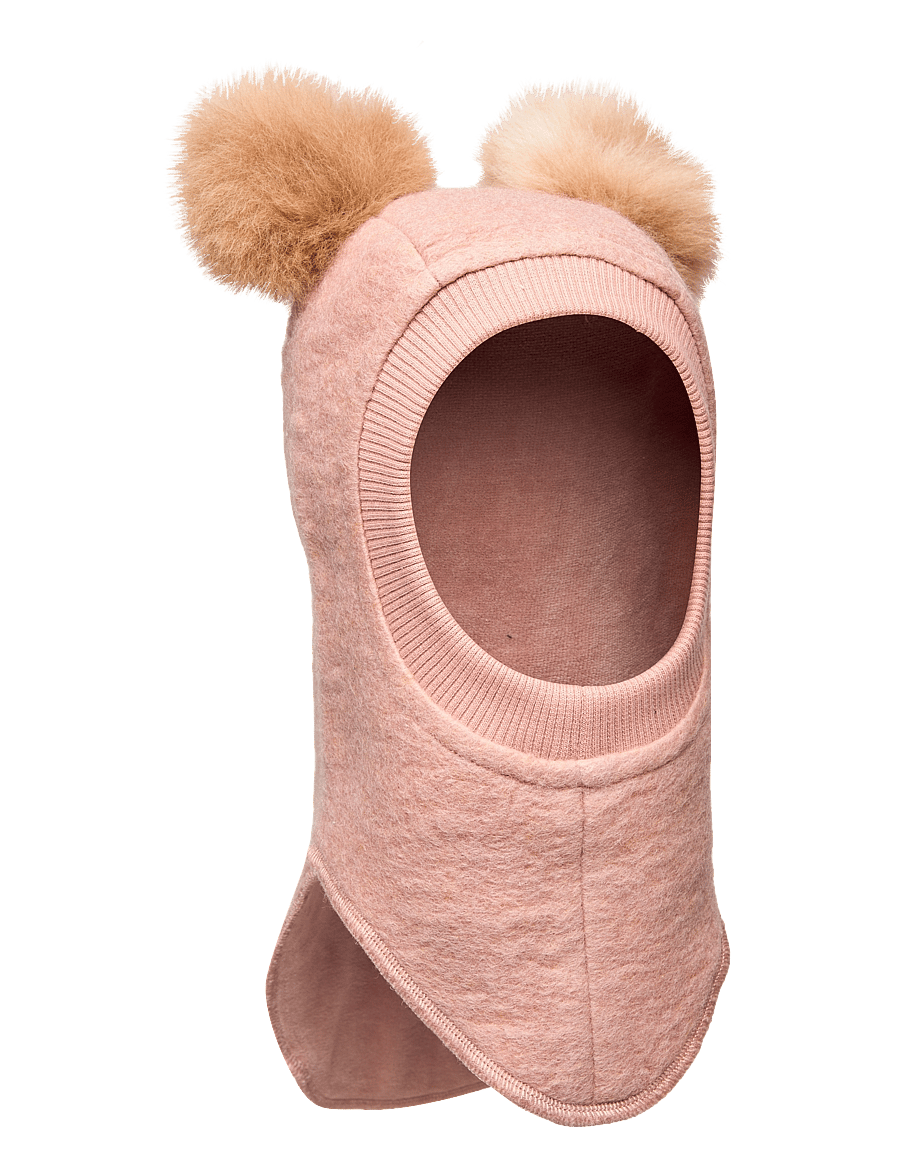 Huttelihut - Balaclava Wool Alpaca Pompoms - talvised aksessuaarid - rose melange - 0
