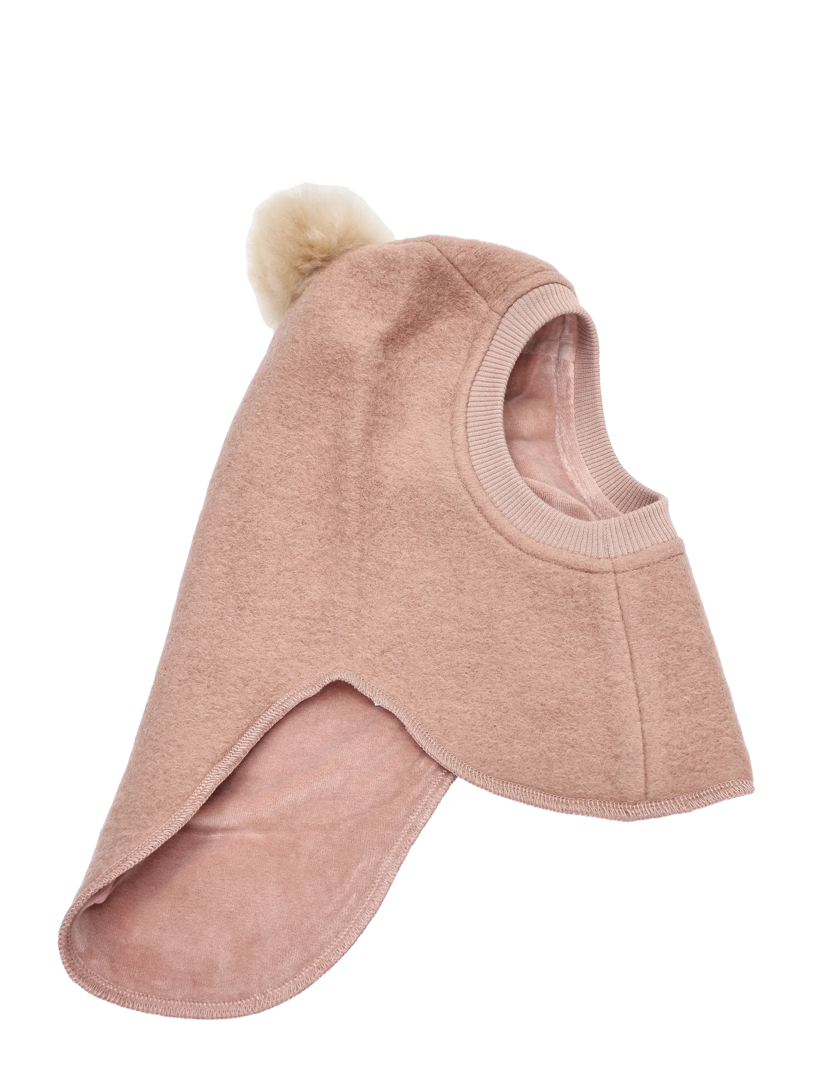 Huttelihut Balaclava Wool Alpaca Pompoms - Huer - ROSE MELANGE / pink/rose