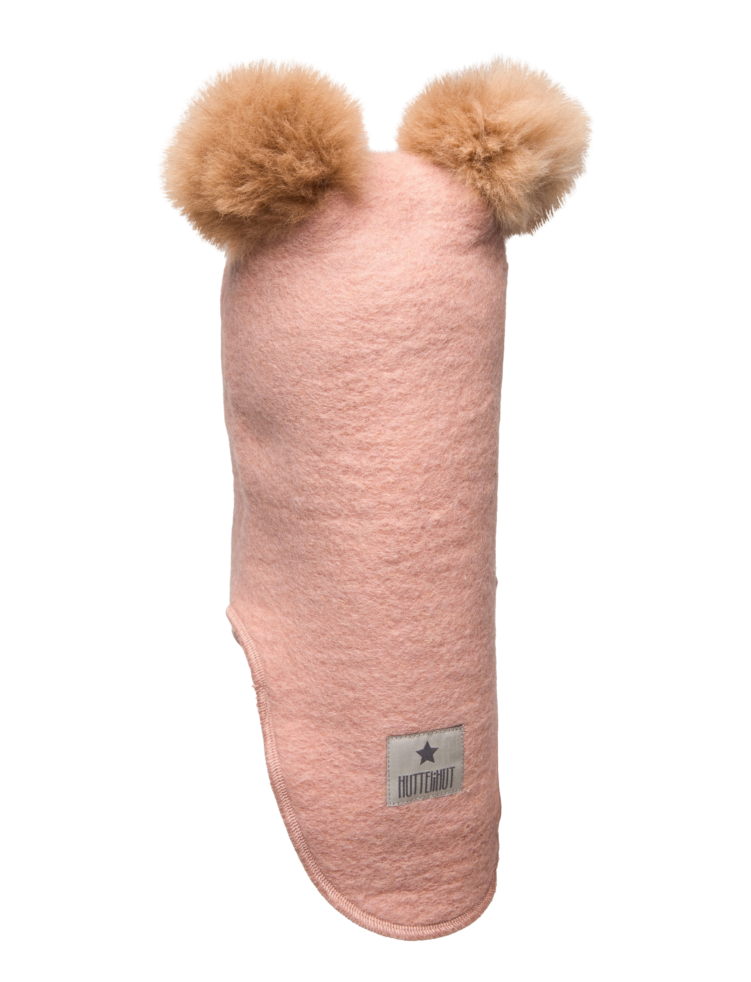 Huttelihut - Balaclava Wool Alpaca Pompoms - vinter tilbehør - rose melange - 1