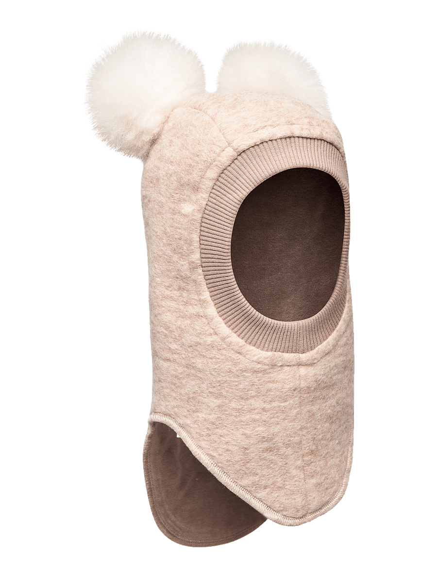 Huttelihut - Balaclava Wool Alpaca Pompoms - winteraccessoires - sand melange - 0