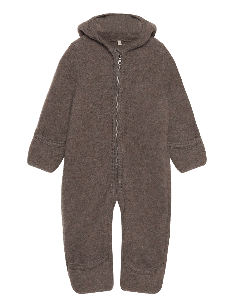 Huttelihut - Pram Suit Ears Wool Fleece - fleece overall - brown melange - 0