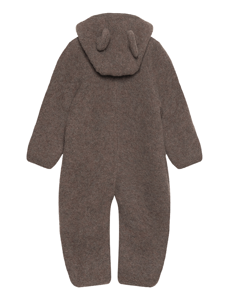 Huttelihut - Pram Suit Ears Wool Fleece - fleece overall - brown melange - 1