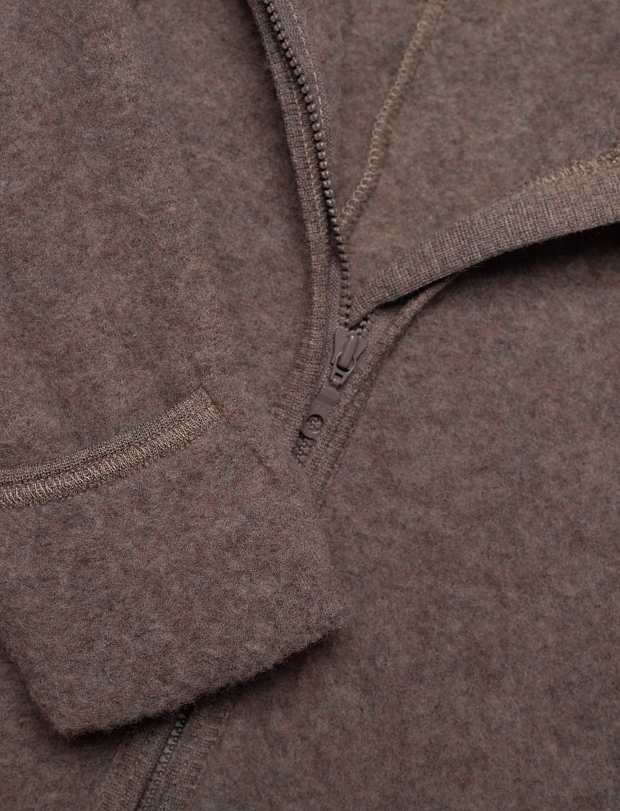 Huttelihut - Pram Suit Ears Wool Fleece - fleeceoveraller - brown melange - 2