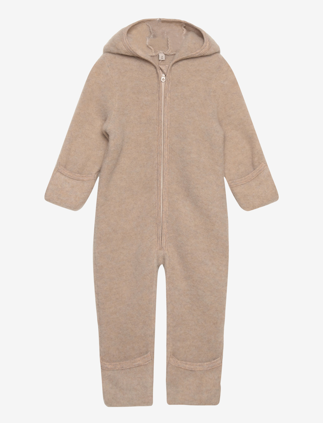 Huttelihut - Pram Suit Ears Wool Fleece - fleecedragter - camel melange - 0