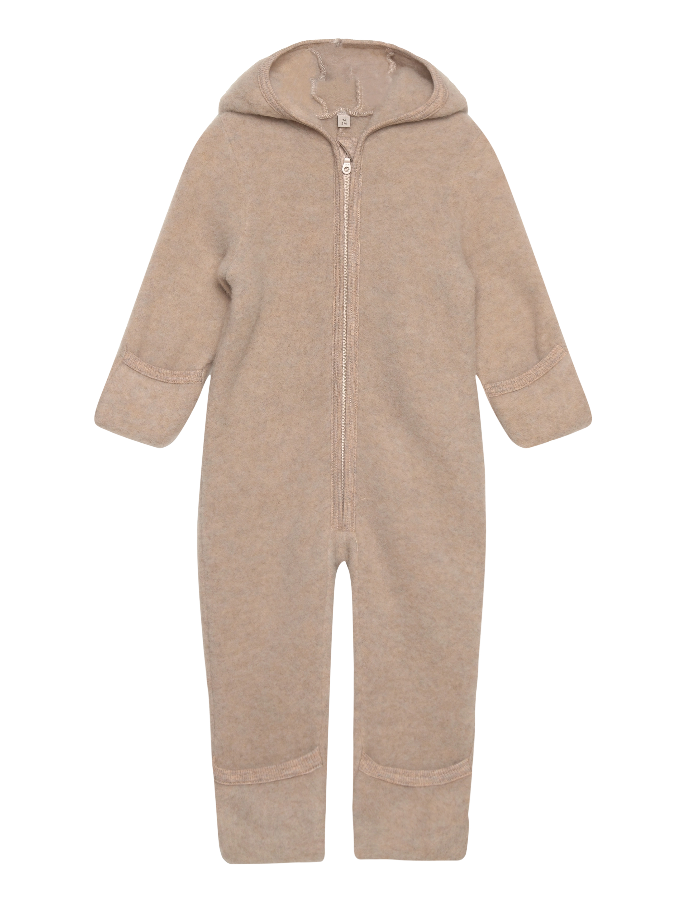 Huttelihut Pram Suit Ears Wool Fleece - Fleece Overalls - CAMEL MELANGE / beige