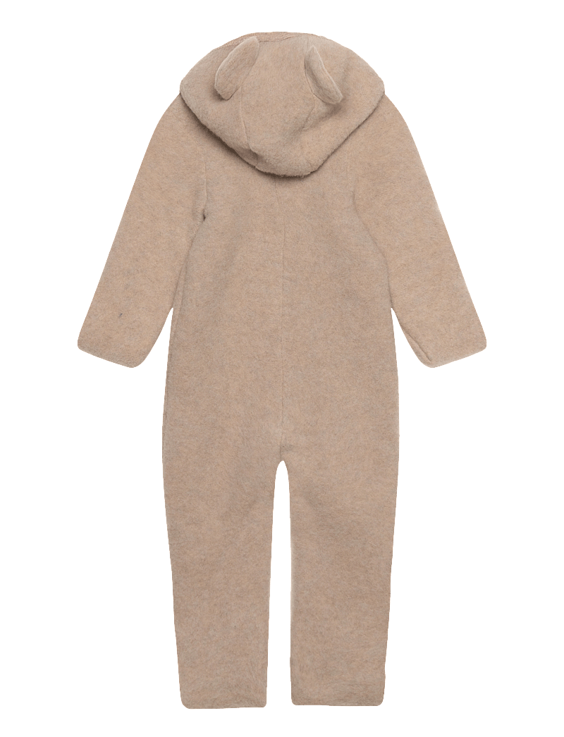 Huttelihut - Pram Suit Ears Wool Fleece - fleecedragter - camel melange - 1