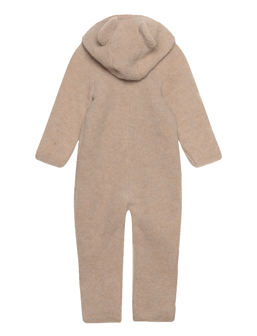 Huttelihut - Pram Suit Ears Wool Fleece - fleeceoveraller - camel melange - 1