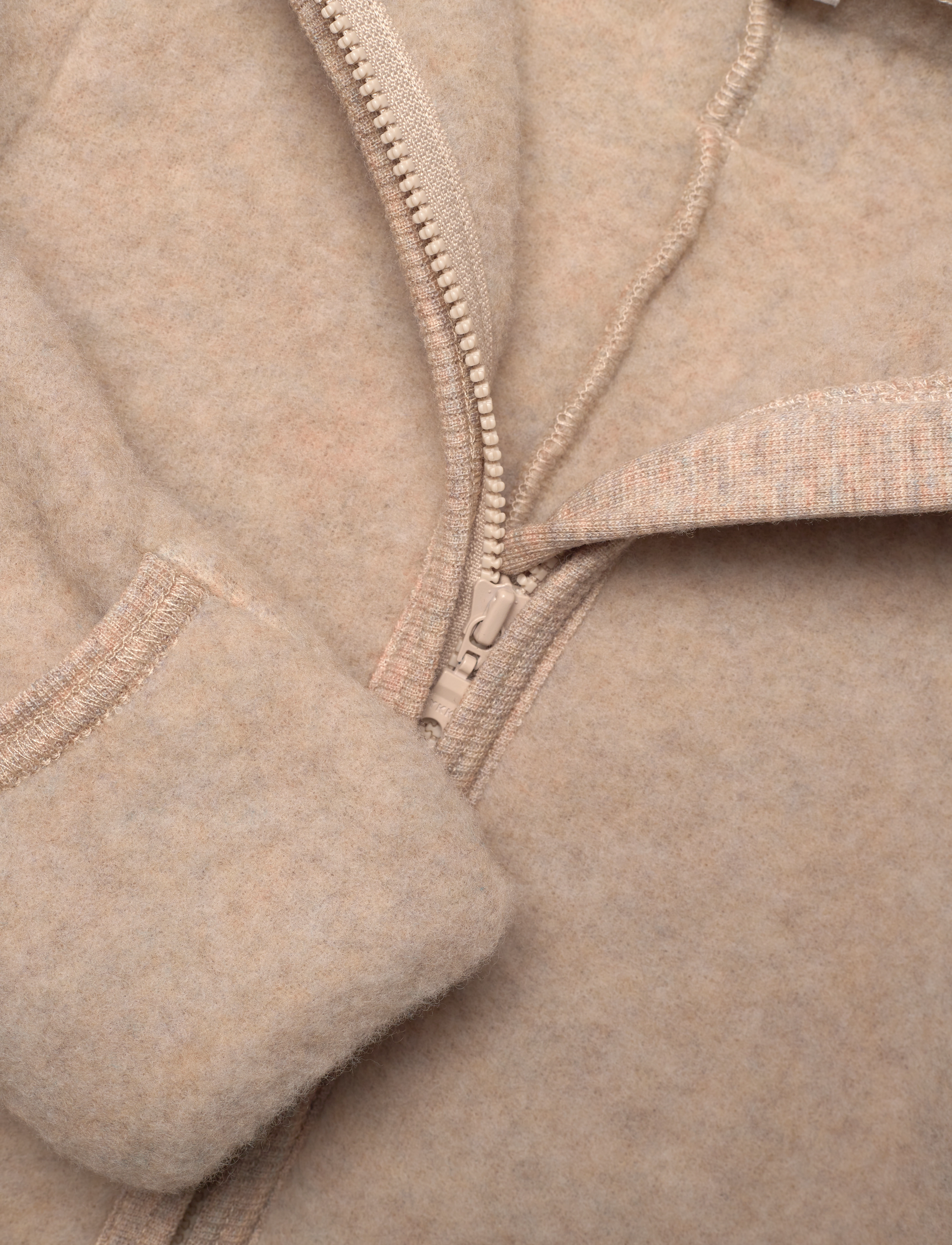 Huttelihut - Pram Suit Ears Wool Fleece - fleeceoveraller - camel melange - 2