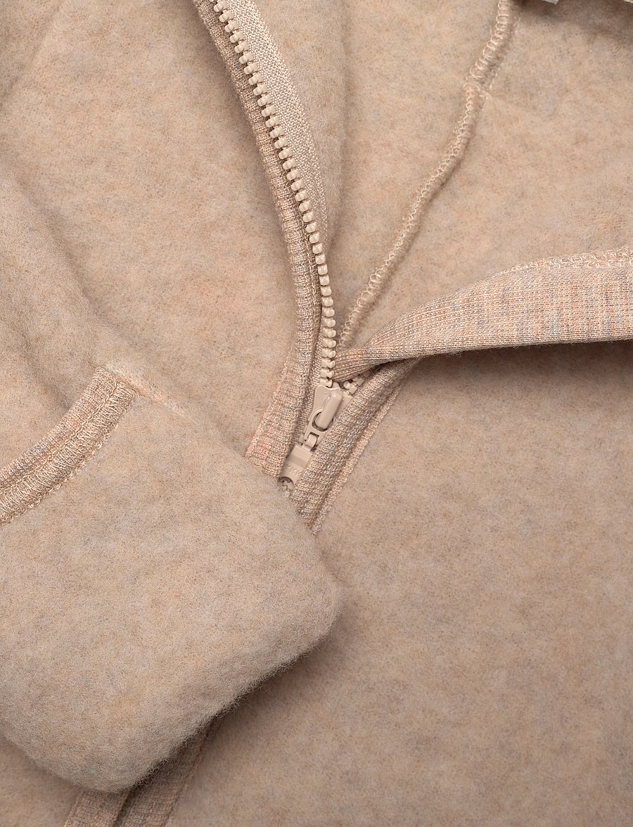 Huttelihut - Pram Suit Ears Wool Fleece - fleeceoveraller - camel melange - 2
