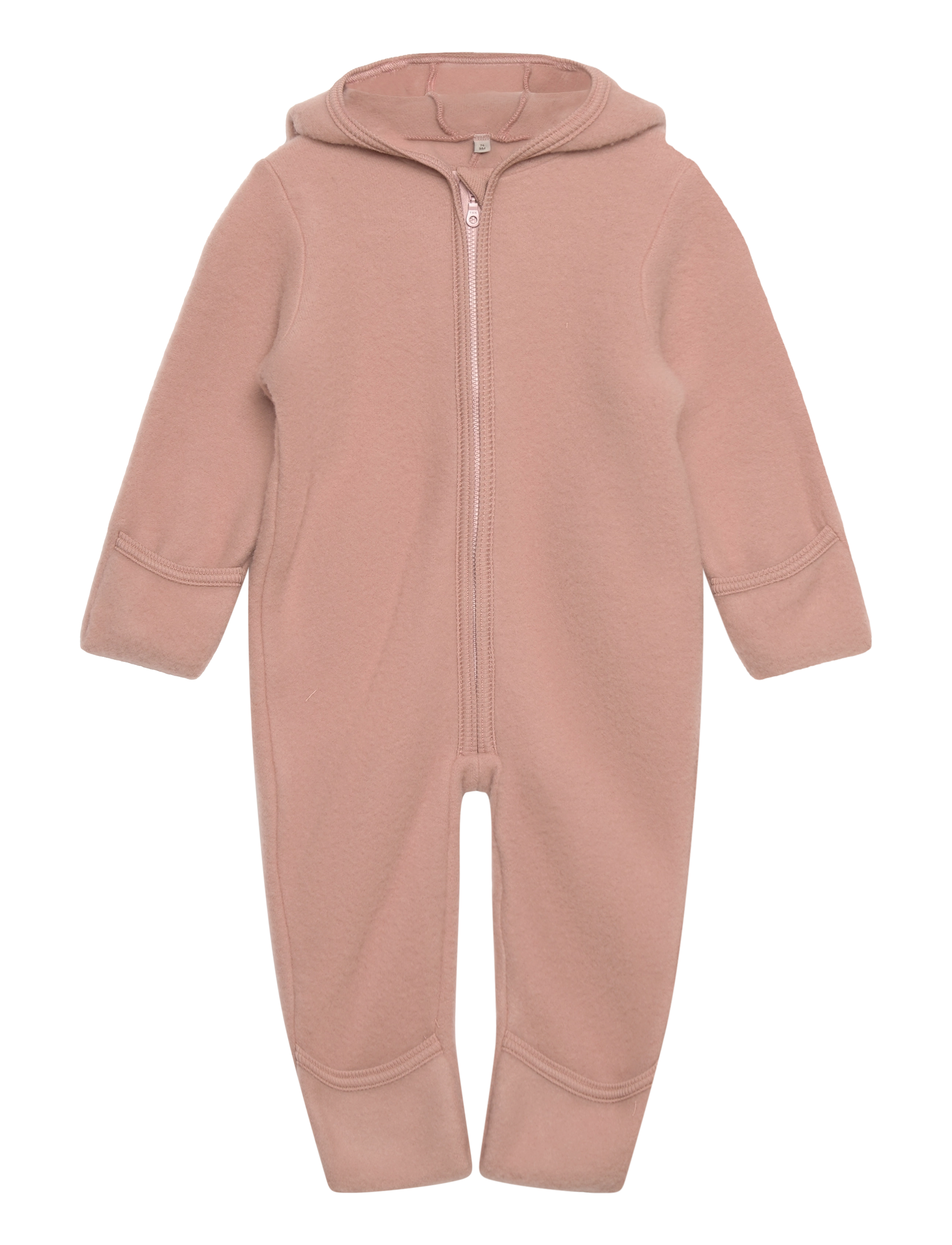 Huttelihut Pram Suit Ears Wool Fleece - Fleeceklær - MAHOGANY ROSE / pink/rose