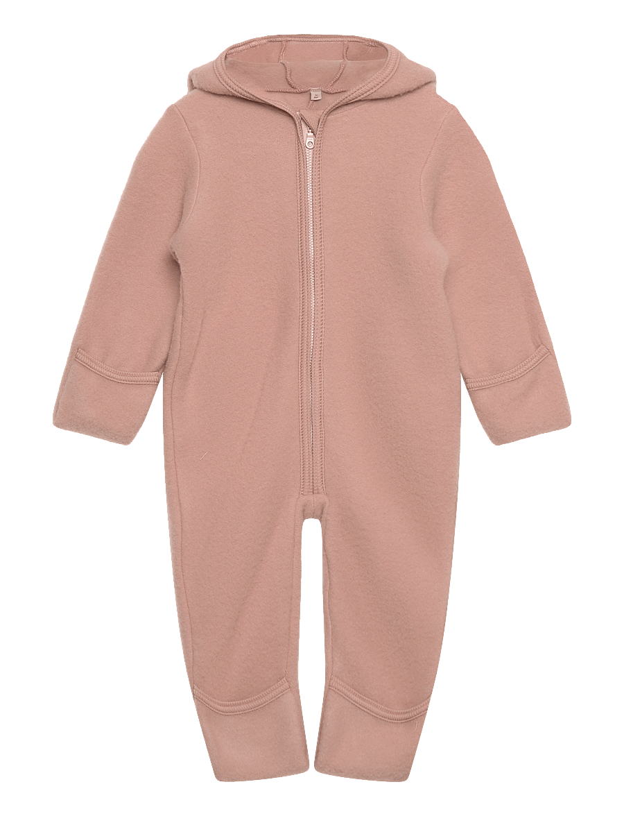 Huttelihut - Pram Suit Ears Wool Fleece - combinaison polaire - mahogany rose - 0