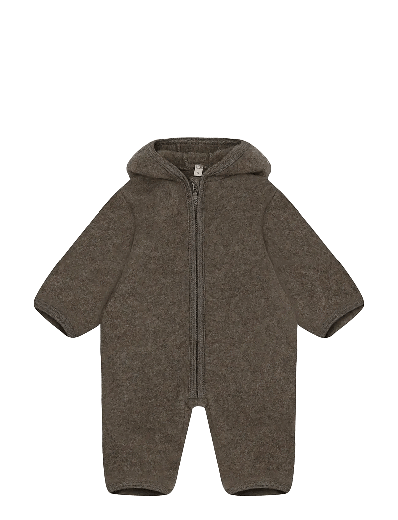 Huttelihut - Pram Suit Wool Fleece - fleece sæt - brown melange - 0
