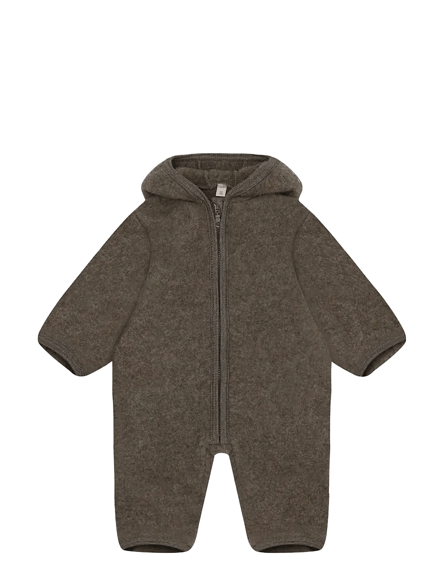 Huttelihut - Pram Suit Wool Fleece - fleece -setit - brown melange - 0