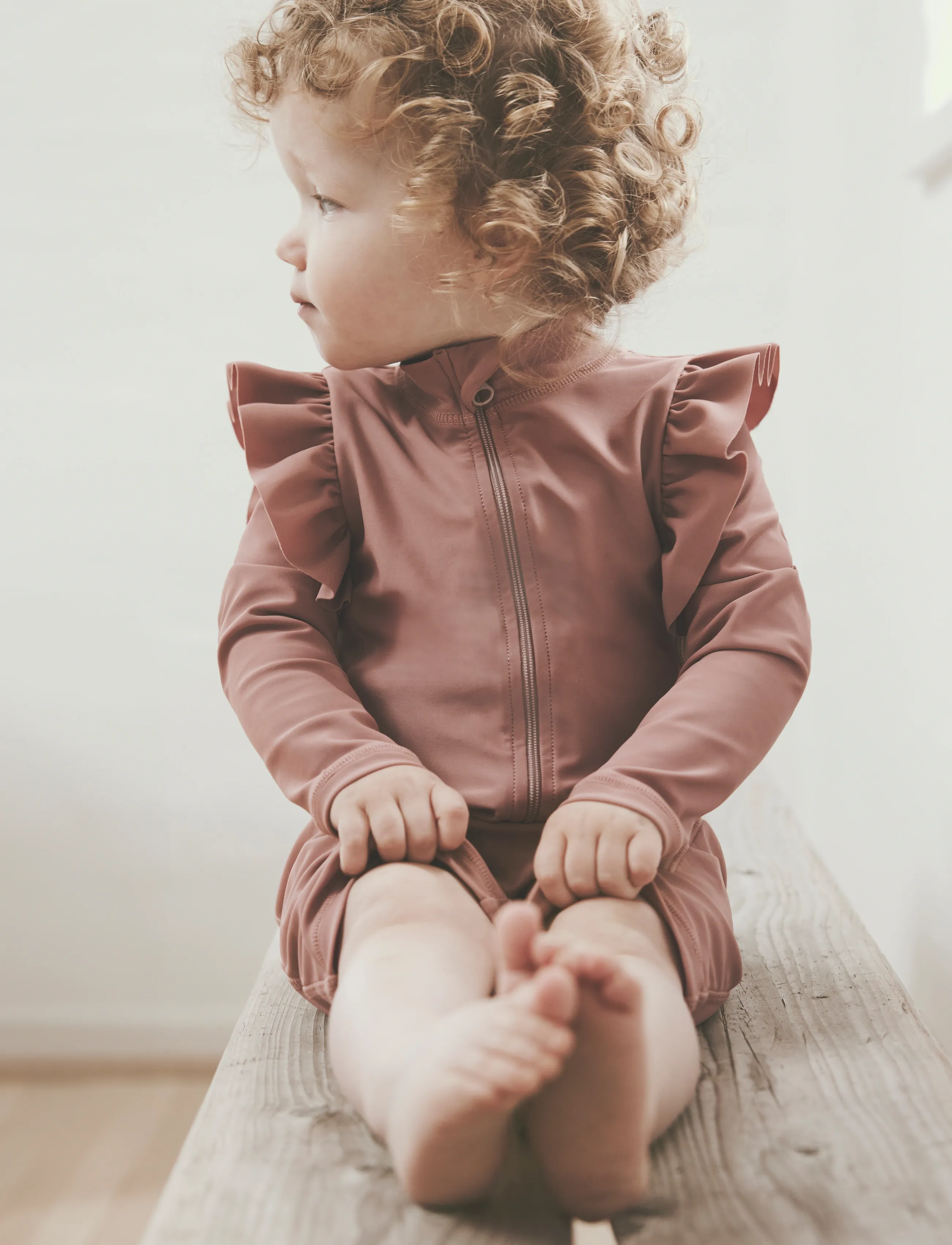 Huttelihut Swim Suit LS Solid - UPF 60+ - Badeanzüge - ASH ROSE / pink/rose