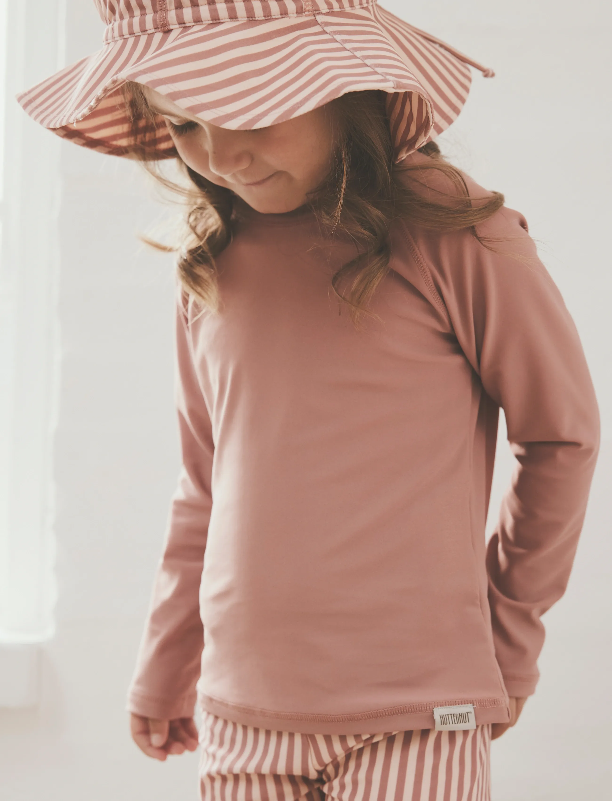 Huttelihut Swim T-Shirt Ls Solid -Upf 60+, 74, Pink, Badetøj > Swim Overdele, Børn