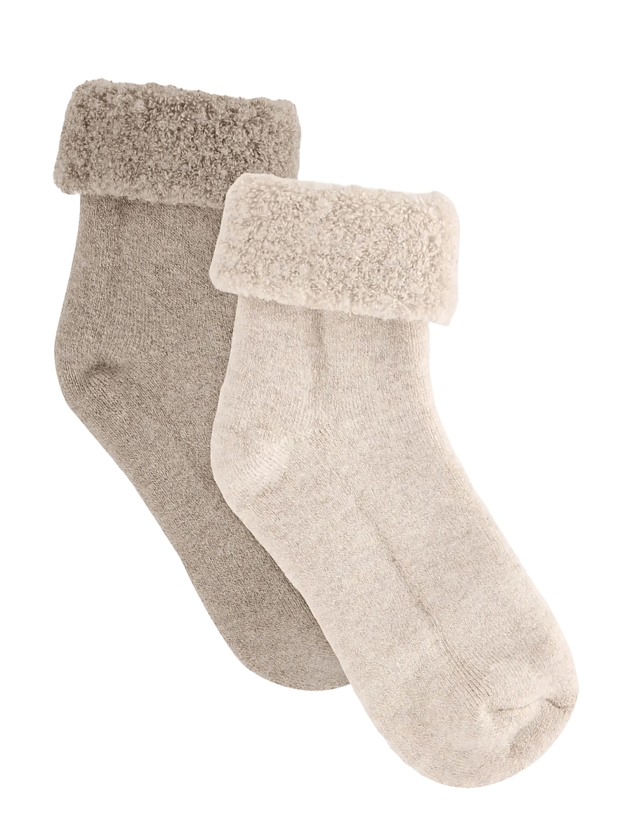 Huttelihut - Wool Terry Socks 2-Pack - babysokker - camel melange - 0