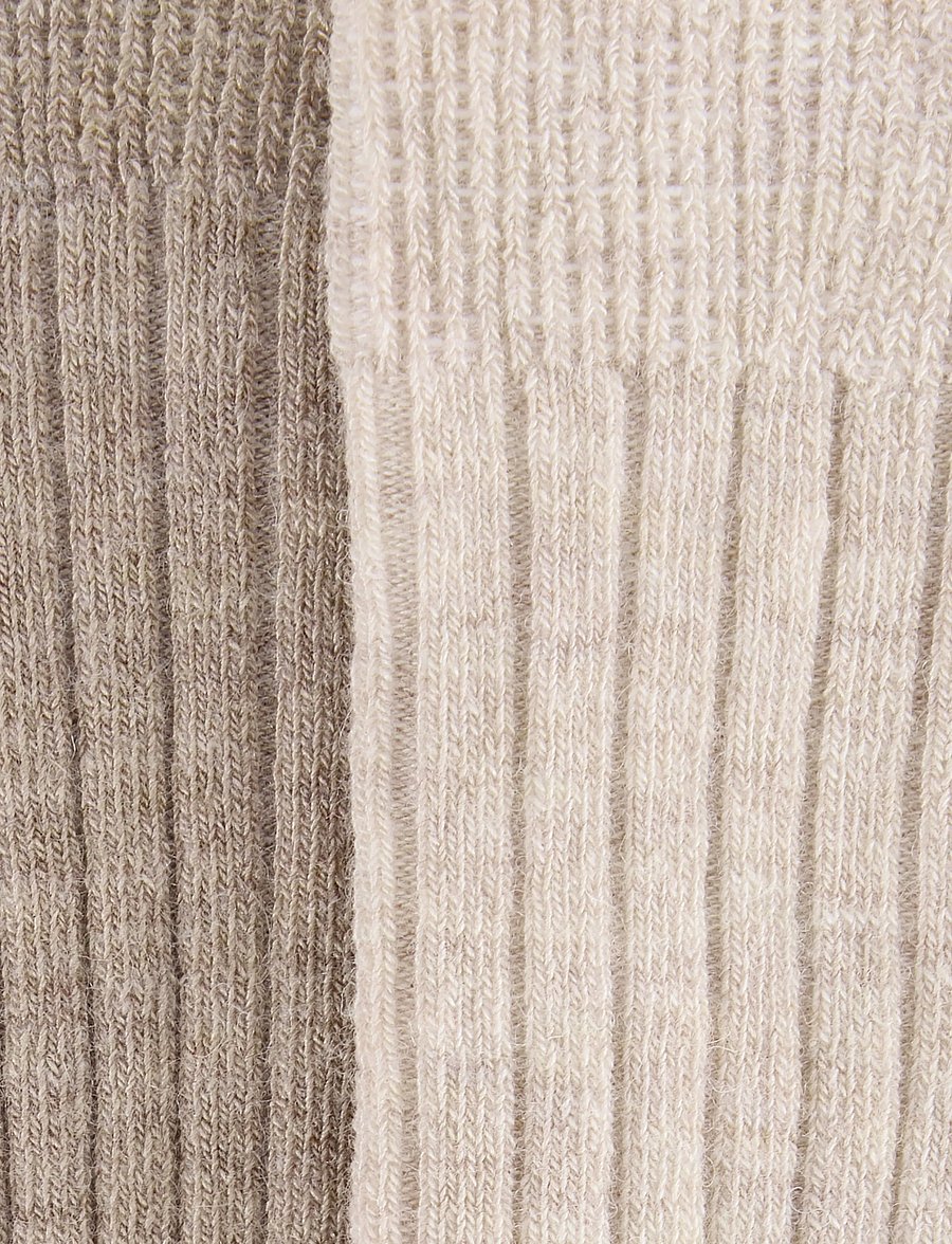 Huttelihut - Wool Rib Socks 2-Pack - babysokker - camel melange - 3